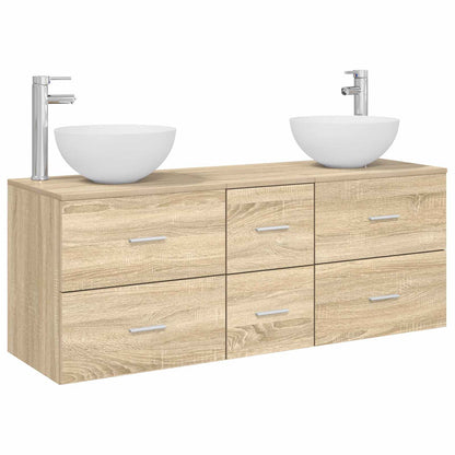 vidaXL Bathroom Cabinet Set 3 pcs Sonoma Oak 129 x 35 x 80 cm 2