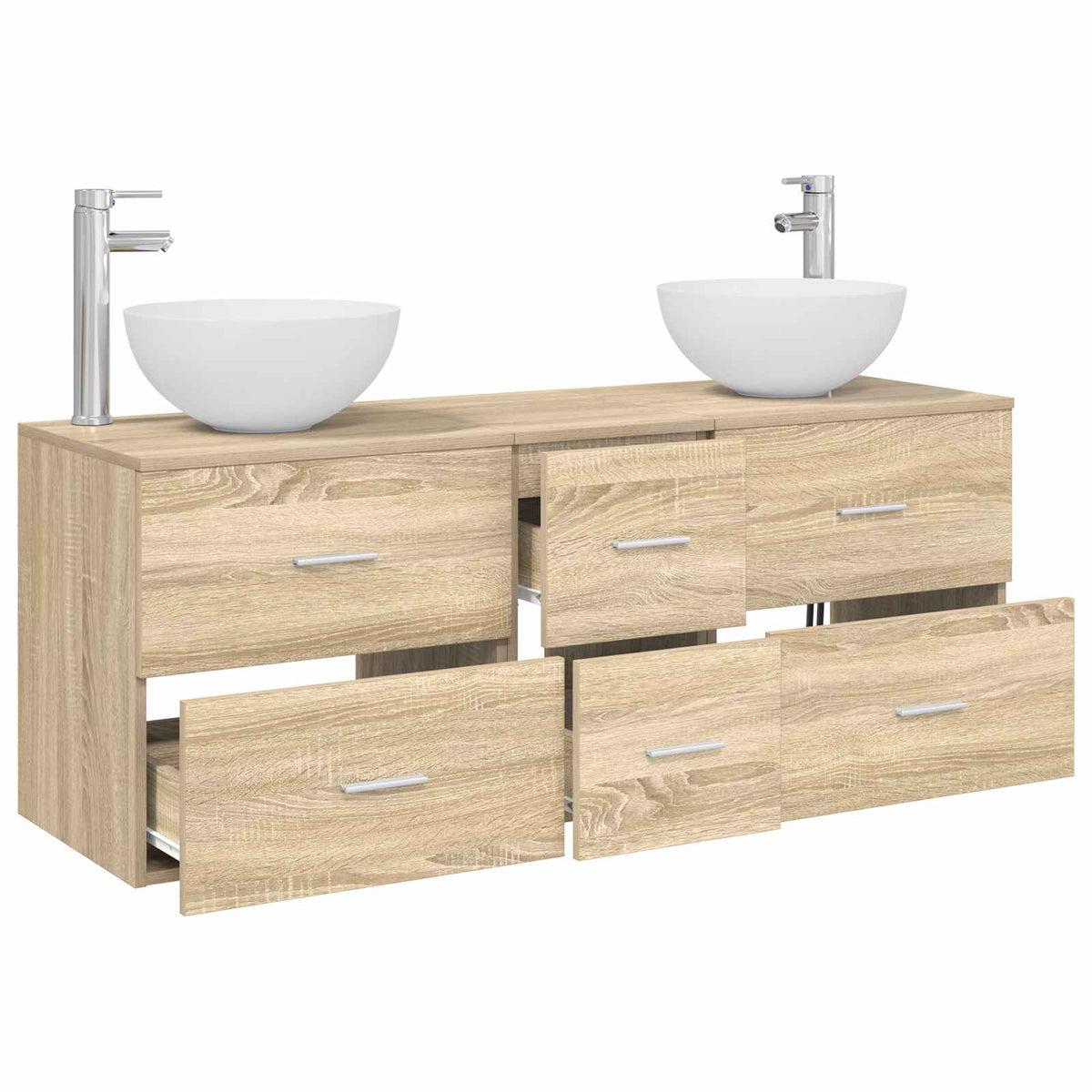vidaXL Bathroom Cabinet Set 3 pcs Sonoma Oak 129 x 35 x 80 cm 3