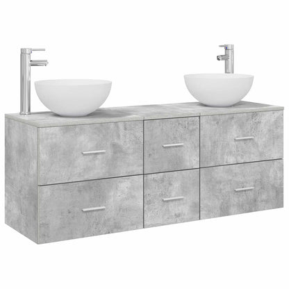 vidaXL Bathroom Cabinet Set 3 pcs Concrete Grey 129 x 35 x 80 cm 2