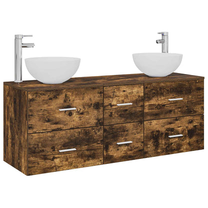 vidaXL Bathroom Cabinet Set 3 pcs Smoked Oak 129 x 35 x 80 cm 2