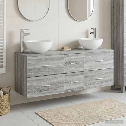 vidaXL Bathroom Cabinet Set 3 pcs Grey Sonoma 129 x 35 x 80 cm 1