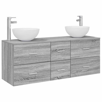 vidaXL Bathroom Cabinet Set 3 pcs Grey Sonoma 129 x 35 x 80 cm 2