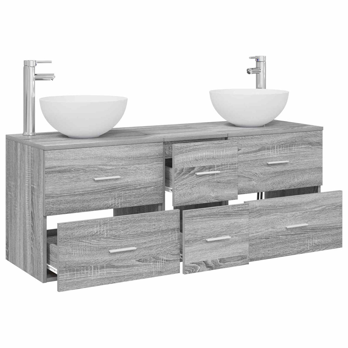 vidaXL Bathroom Cabinet Set 3 pcs Grey Sonoma 129 x 35 x 80 cm 3