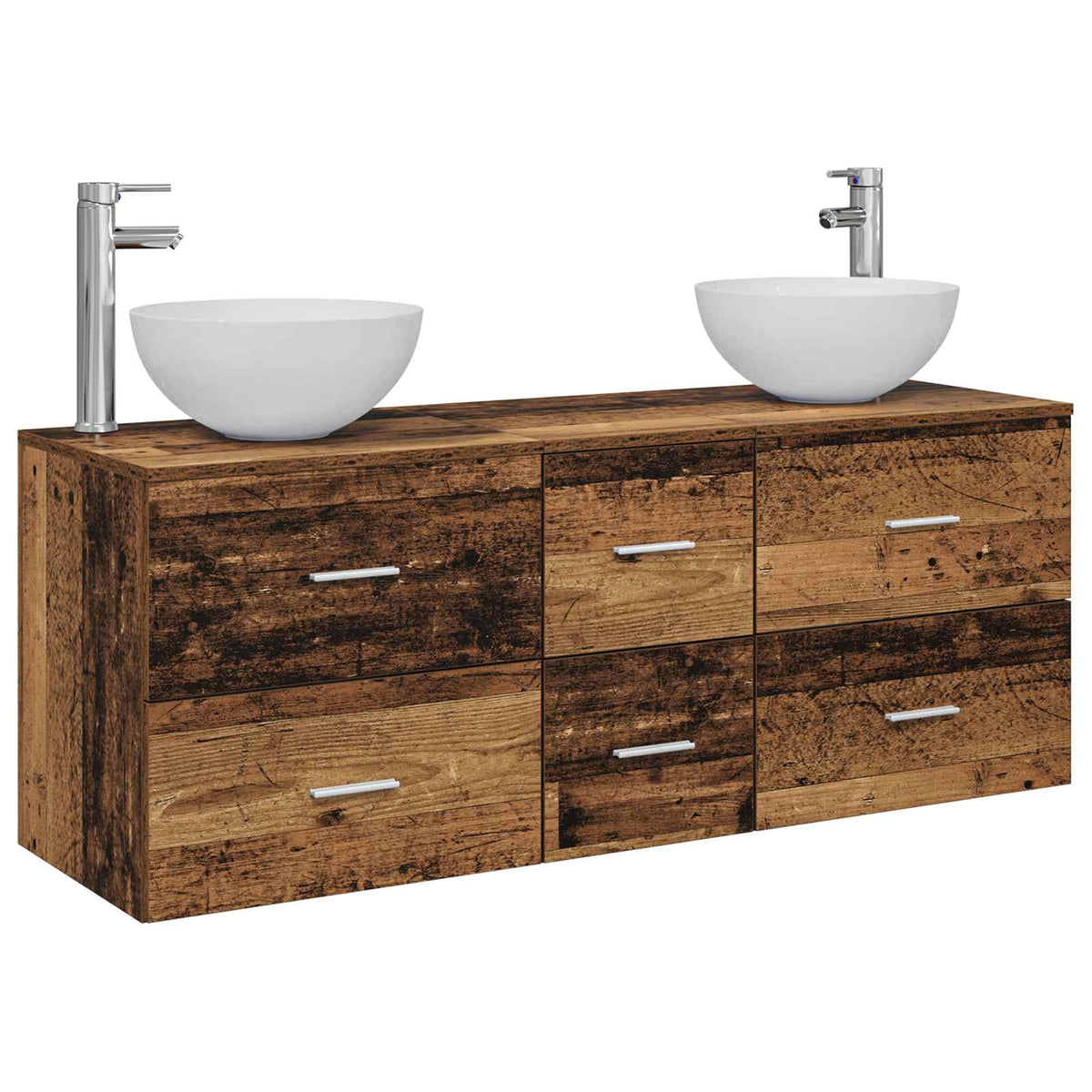 vidaXL Bathroom Cabinet Set 3 pcs Old Wood 129 x 35 x 80 cm 2