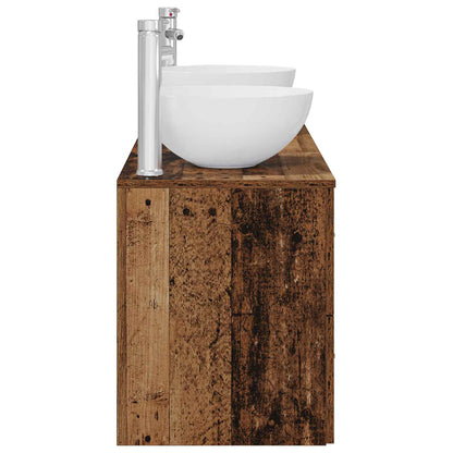 vidaXL Bathroom Cabinet Set 3 pcs Old Wood 129 x 35 x 80 cm 6