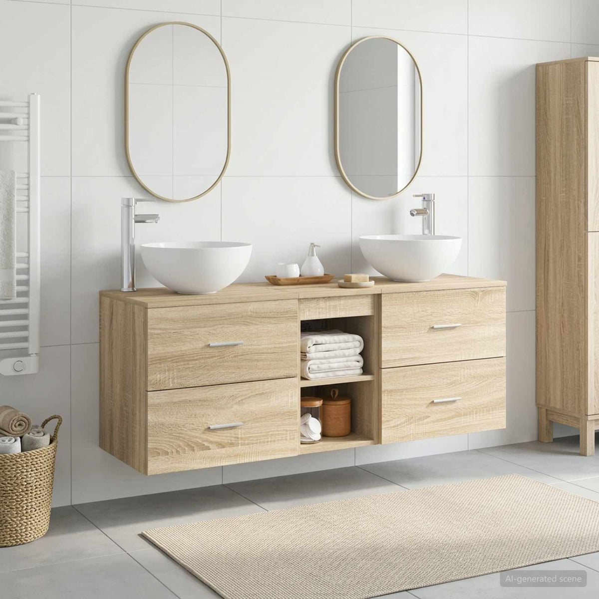 vidaXL Bathroom Cabinet Set 3 pcs Sonoma Oak 129 x 41 x 80 cm 1