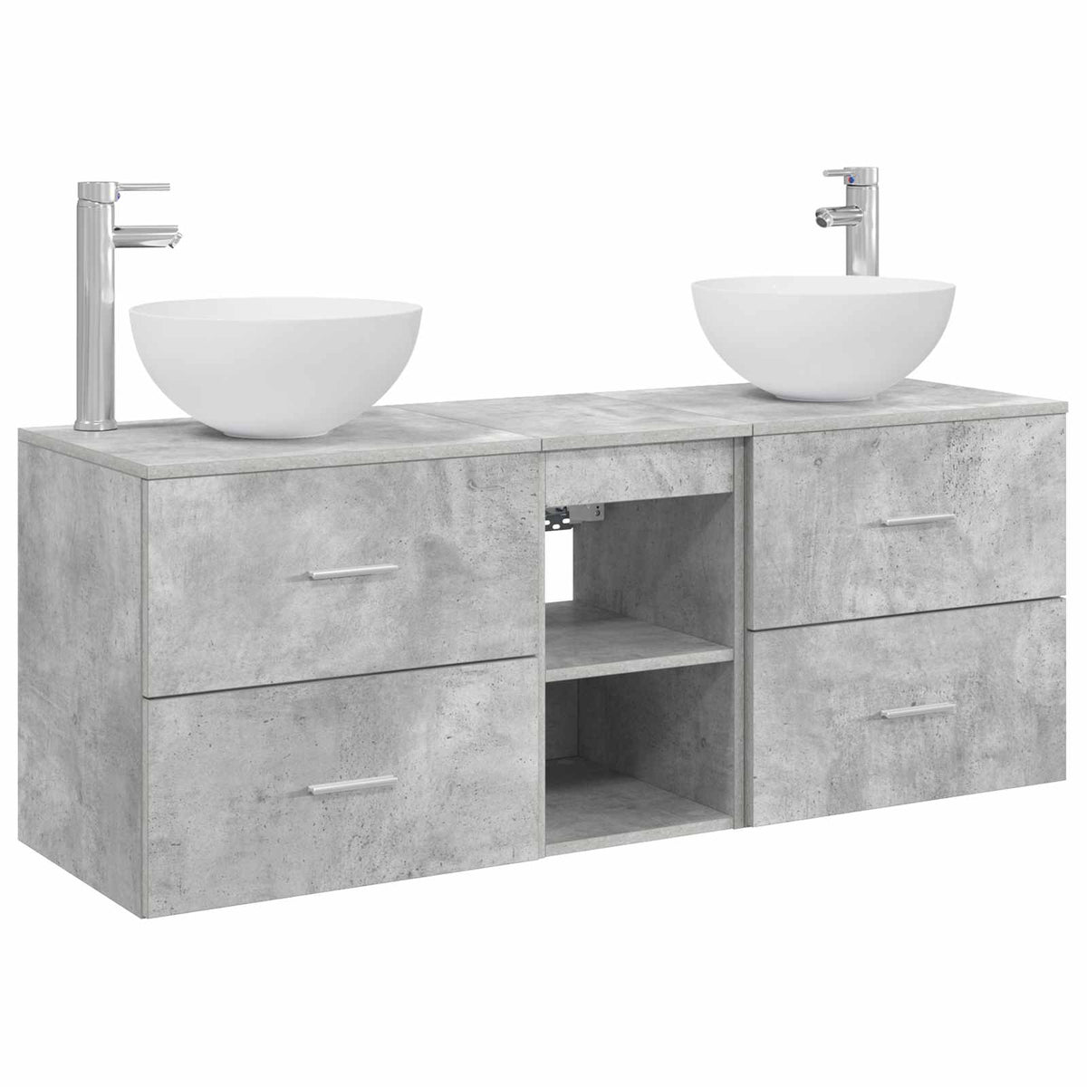 vidaXL Bathroom Cabinet Set 3 pcs Concrete Grey 129 x 41 x 80 cm 2