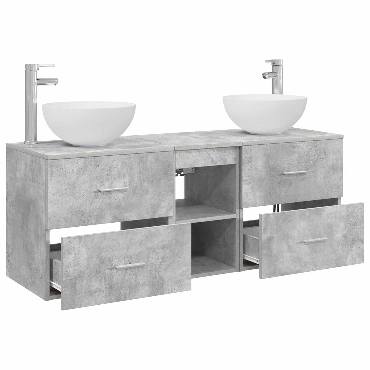 vidaXL Bathroom Cabinet Set 3 pcs Concrete Grey 129 x 41 x 80 cm 4