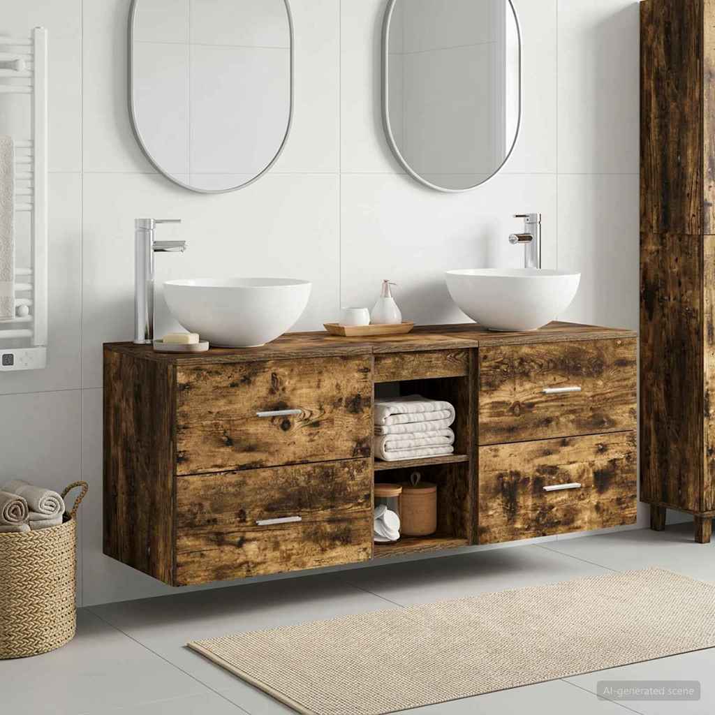 vidaXL Bathroom Cabinet Set 3 pcs Smoked Oak 129 x 41 x 80 cm 1