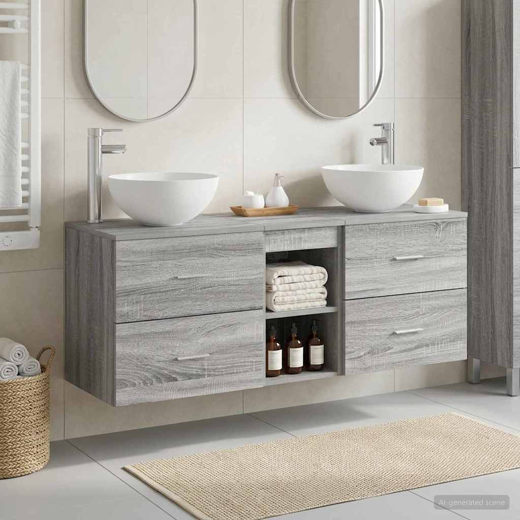 vidaXL Bathroom Cabinet Set 3 pcs Grey Sonoma 129 x 41 x 80 cm 1