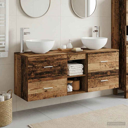 vidaXL Bathroom Cabinet Set 3 pcs Old Wood 129 x 41 x 80 cm 1