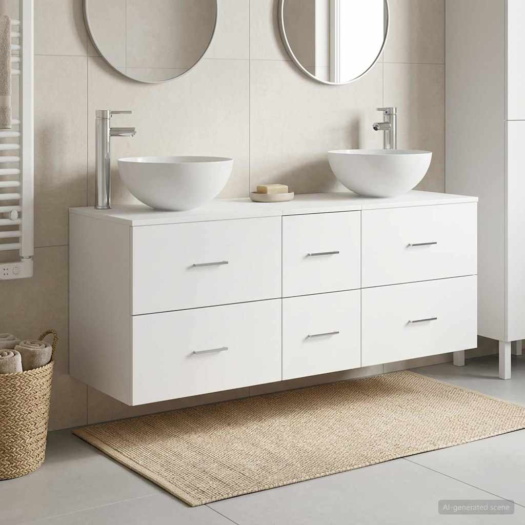 vidaXL Bathroom Cabinet Set 3 pcs White 129 x 41 x 80 cm 1