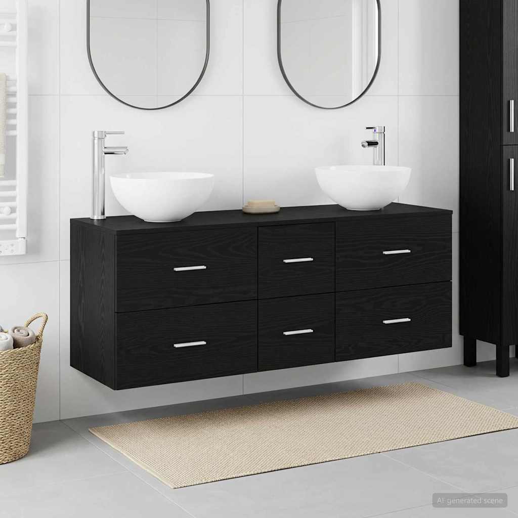 vidaXL Bathroom Cabinet Set 3 pcs Black Oak 129 x 41 x 80 cm 1