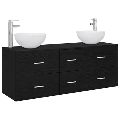 Bathroom Cabinet Set 3 pcs 129 x 41 x 80 cm Black oak