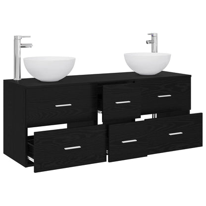vidaXL Bathroom Cabinet Set 3 pcs Black Oak 129 x 41 x 80 cm 3