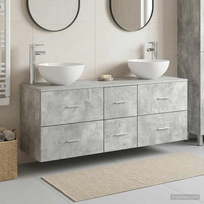 vidaXL Bathroom Cabinet Set 3 pcs Concrete Grey 129 x 41 x 80 cm 1