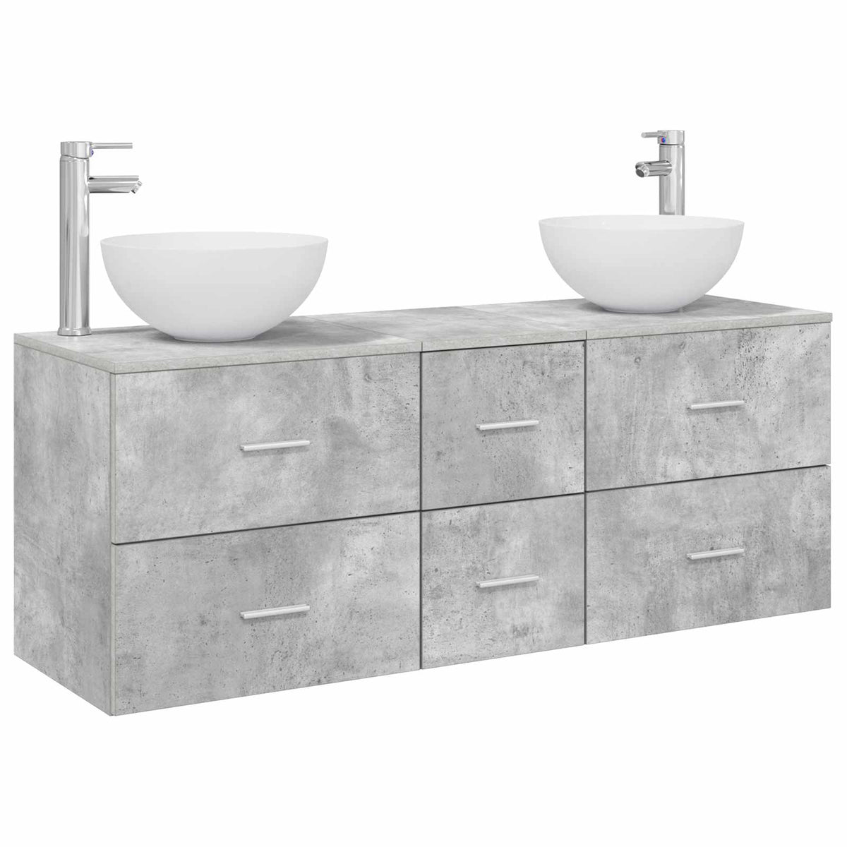 vidaXL Bathroom Cabinet Set 3 pcs Concrete Grey 129 x 41 x 80 cm 2