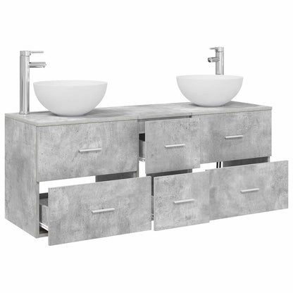 vidaXL Bathroom Cabinet Set 3 pcs Concrete Grey 129 x 41 x 80 cm 3