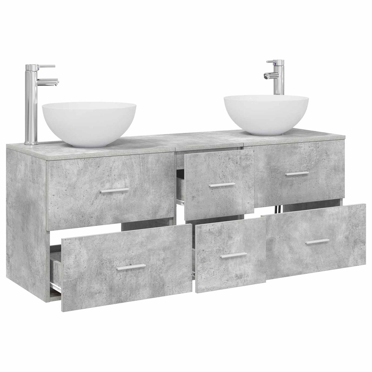 Bathroom Cabinet Set 3 pcs 129 x 41 x 80 cm Concrete grey