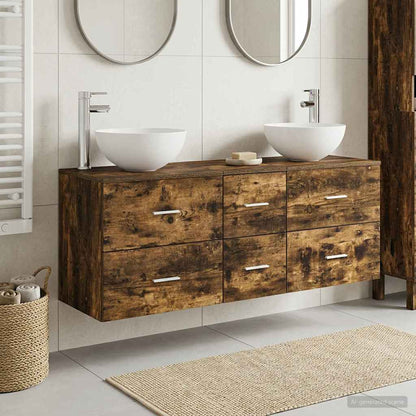 vidaXL Bathroom Cabinet Set 3 pcs Smoked Oak 129 x 41 x 80 cm 1