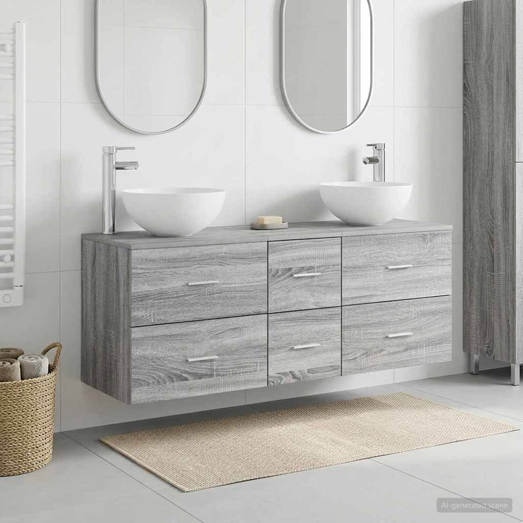 vidaXL Bathroom Cabinet Set 3 pcs Grey Sonoma 129 x 41 x 80 cm 1