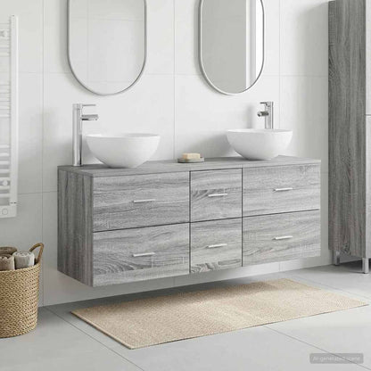 vidaXL Bathroom Cabinet Set 3 pcs Grey Sonoma 129 x 41 x 80 cm 1