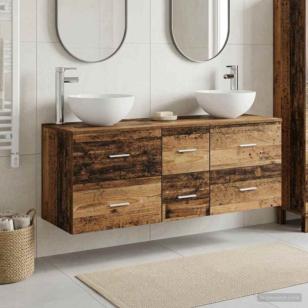 vidaXL Bathroom Cabinet Set 3 pcs Old Wood 129 x 41 x 80 cm 1
