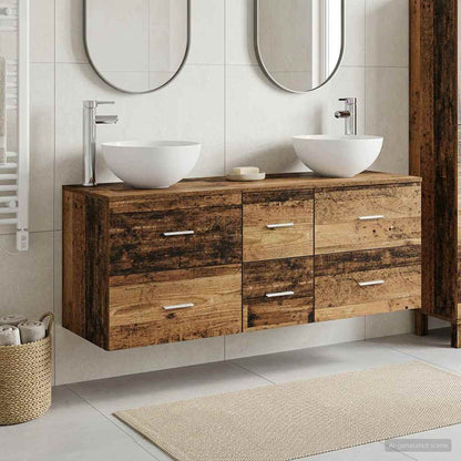 vidaXL Bathroom Cabinet Set 3 pcs Old Wood 129 x 41 x 80 cm 1