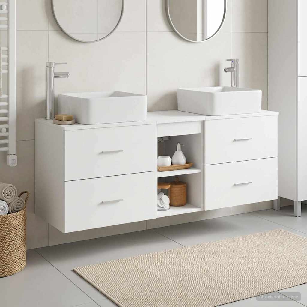vidaXL Bathroom Cabinet Set 3 pcs White 129 x 41 x 80 cm 1