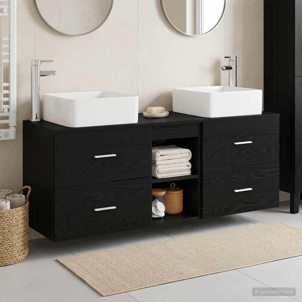 vidaXL Bathroom Cabinet Set 3 pcs Black Oak 129 x 41 x 80 cm 1