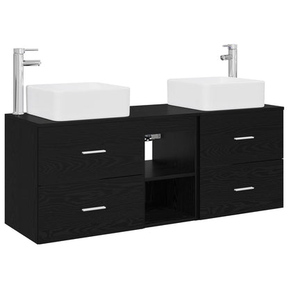 vidaXL Bathroom Cabinet Set 3 pcs Black Oak 129 x 41 x 80 cm 2