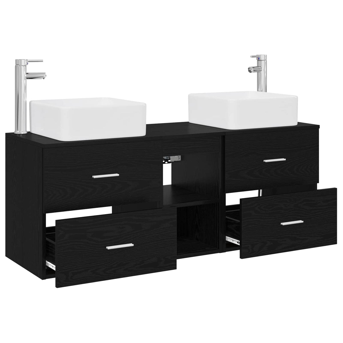 vidaXL Bathroom Cabinet Set 3 pcs Black Oak 129 x 41 x 80 cm 4