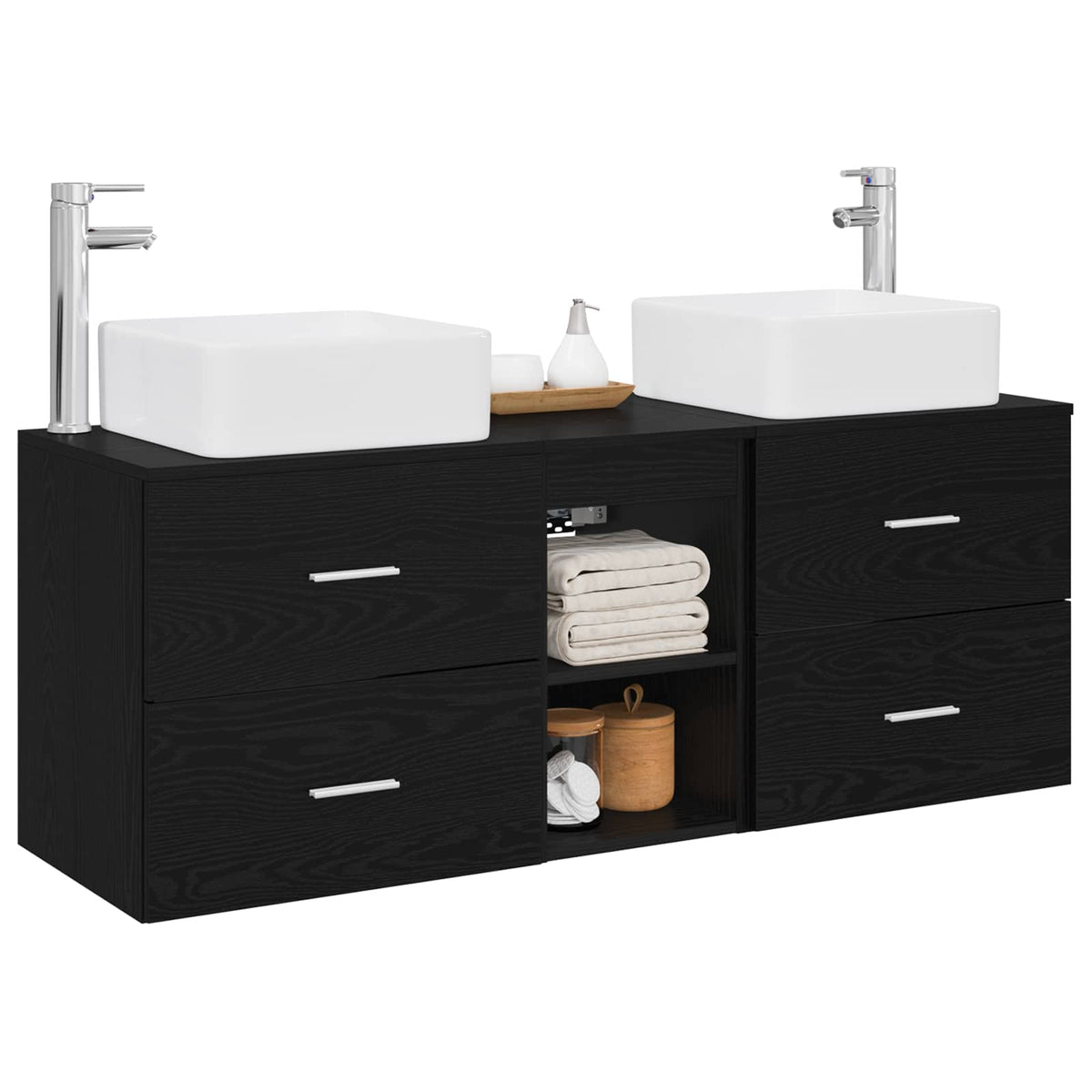 vidaXL Bathroom Cabinet Set 3 pcs Black Oak 129 x 41 x 80 cm 3