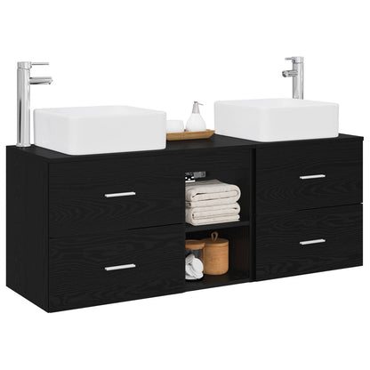 vidaXL Bathroom Cabinet Set 3 pcs Black Oak 129 x 41 x 80 cm 3
