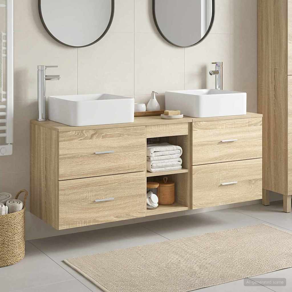 vidaXL Bathroom Cabinet Set 3 pcs Sonoma Oak 129 x 41 x 80 cm 1