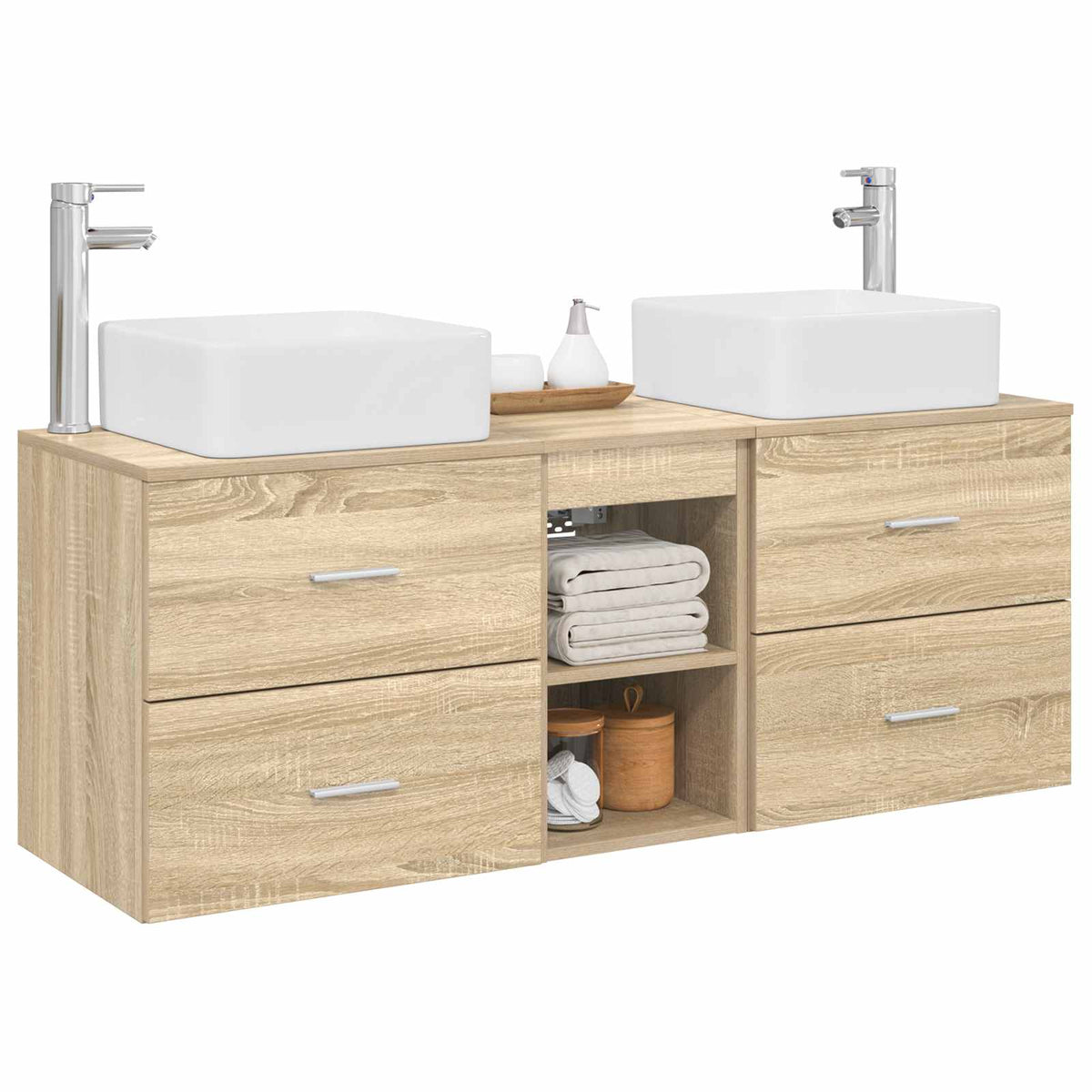 vidaXL Bathroom Cabinet Set 3 pcs Sonoma Oak 129 x 41 x 80 cm 3