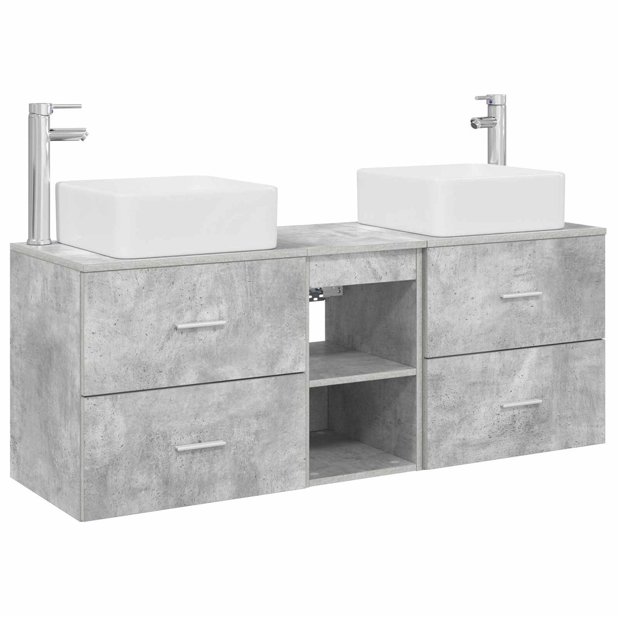 vidaXL Bathroom Cabinet Set 3 pcs Concrete Grey 129 x 41 x 80 cm 2