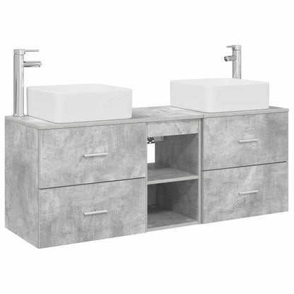 vidaXL Bathroom Cabinet Set 3 pcs Concrete Grey 129 x 41 x 80 cm 2