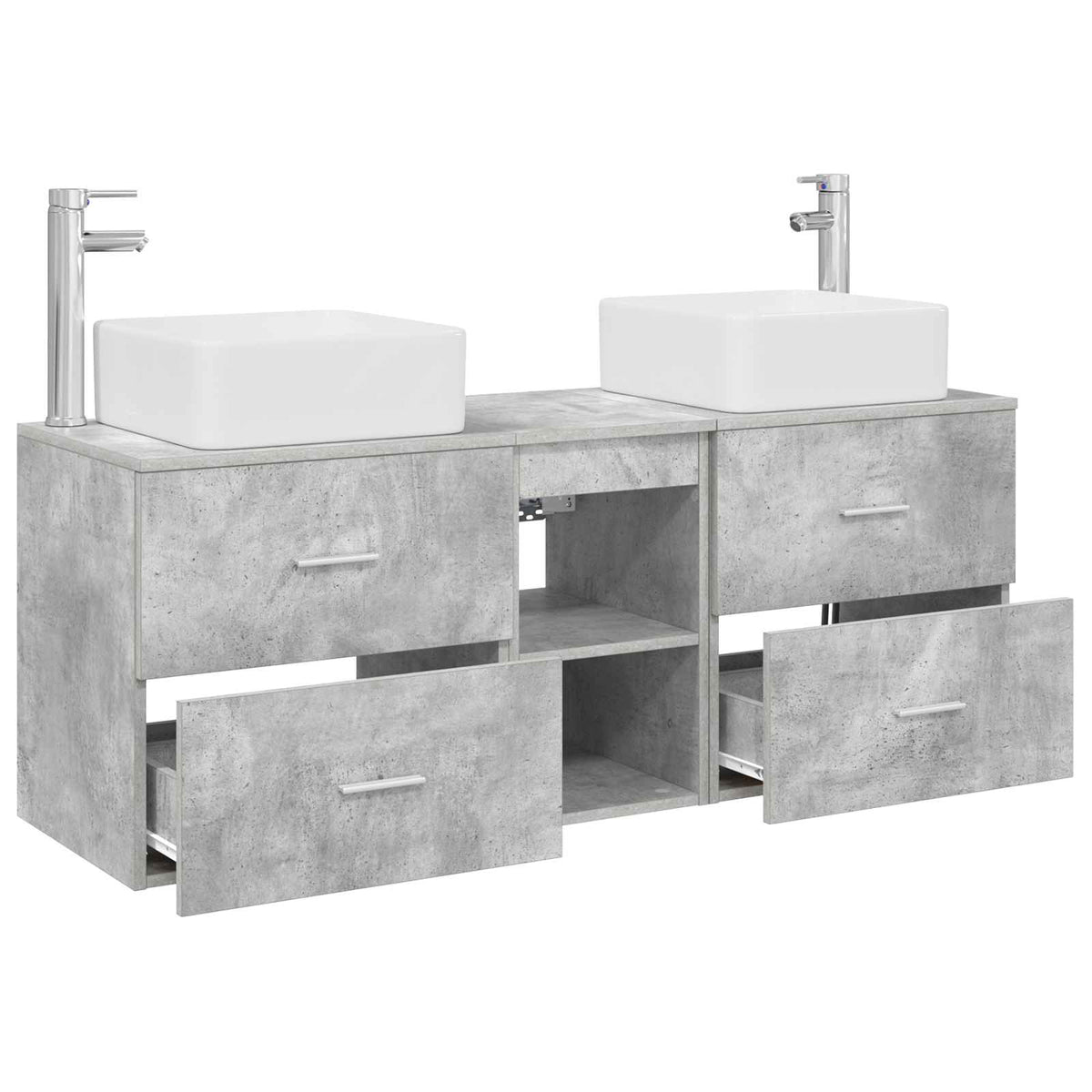 vidaXL Bathroom Cabinet Set 3 pcs Concrete Grey 129 x 41 x 80 cm 4