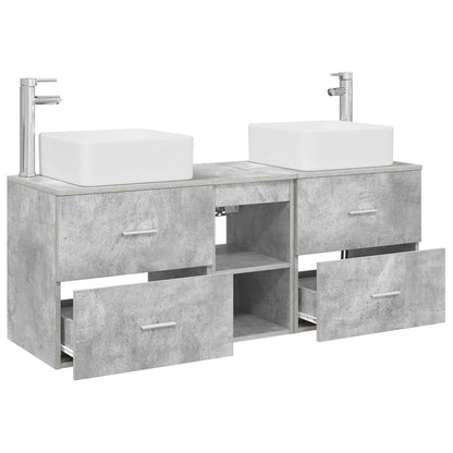 vidaXL Bathroom Cabinet Set 3 pcs Concrete Grey 129 x 41 x 80 cm 4