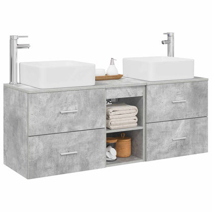 vidaXL Bathroom Cabinet Set 3 pcs Concrete Grey 129 x 41 x 80 cm 3