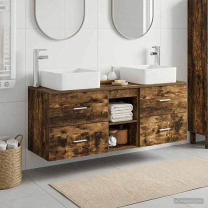 vidaXL Bathroom Cabinet Set 3 pcs Smoked Oak 129 x 41 x 80 cm 1