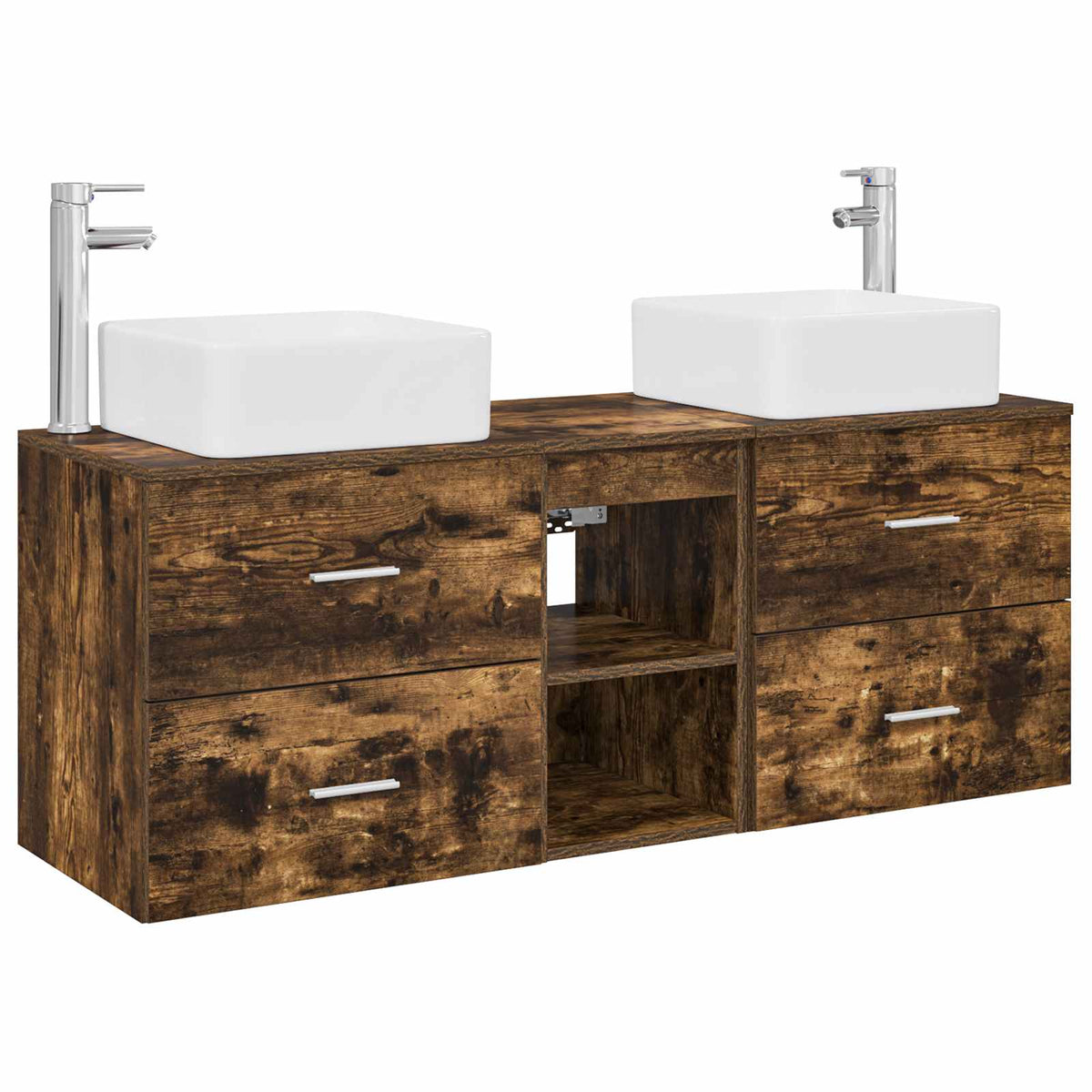 vidaXL Bathroom Cabinet Set 3 pcs Smoked Oak 129 x 41 x 80 cm 2