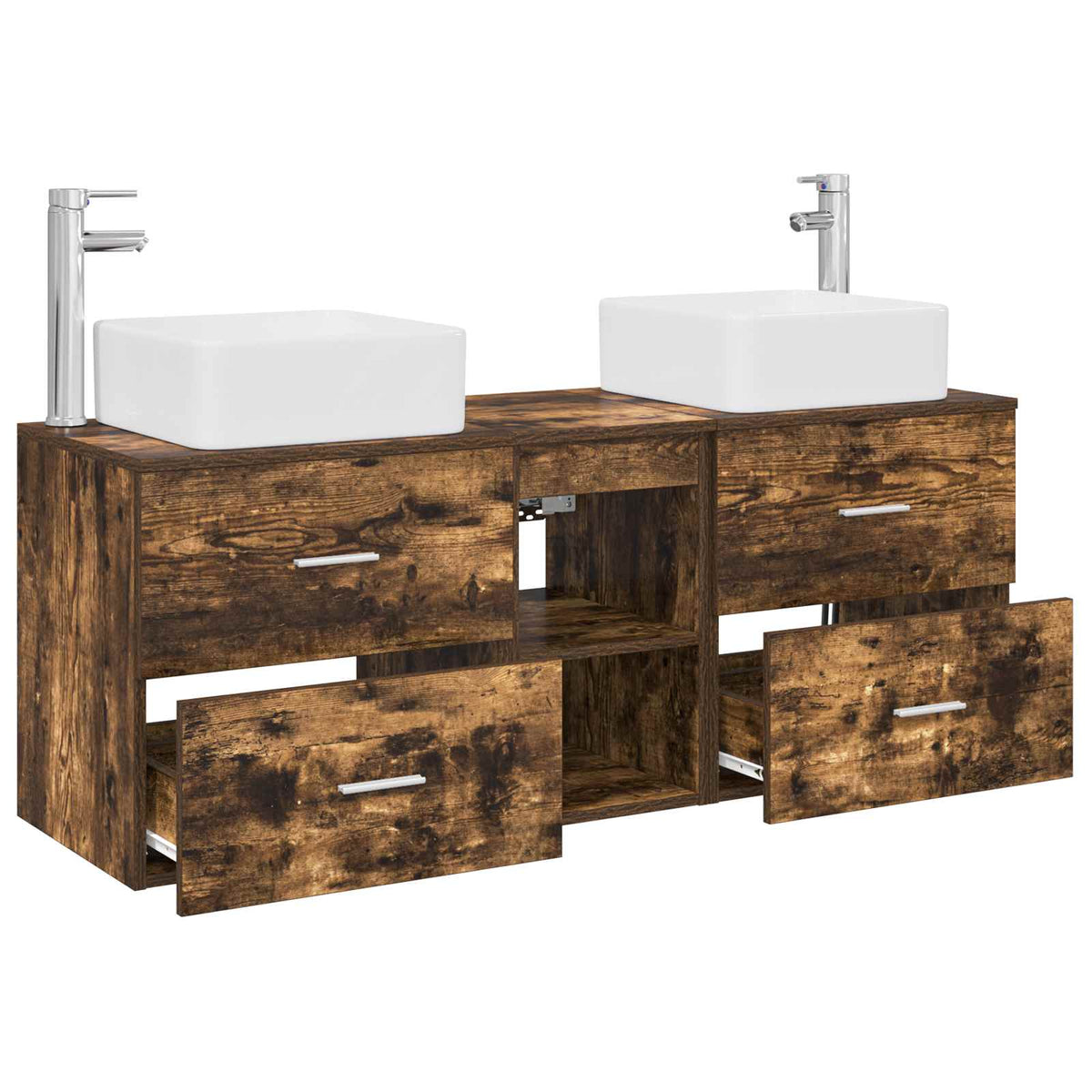 vidaXL Bathroom Cabinet Set 3 pcs Smoked Oak 129 x 41 x 80 cm 4