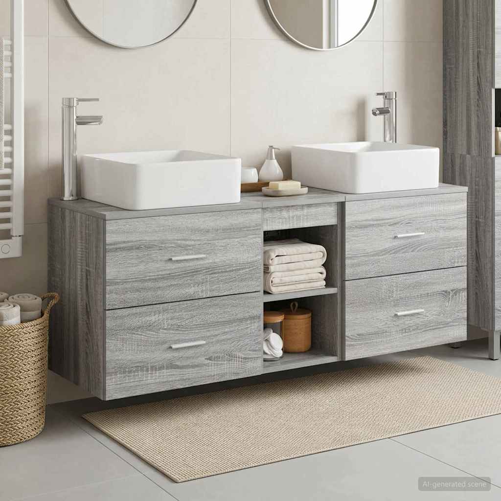 vidaXL Bathroom Cabinet Set 3 pcs Grey Sonoma 129 x 41 x 80 cm 1