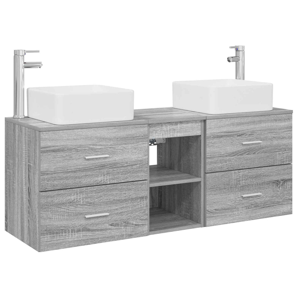 vidaXL Bathroom Cabinet Set 3 pcs Grey Sonoma 129 x 41 x 80 cm 2