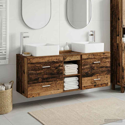vidaXL Bathroom Cabinet Set 3 pcs Old Wood 129 x 41 x 80 cm 1