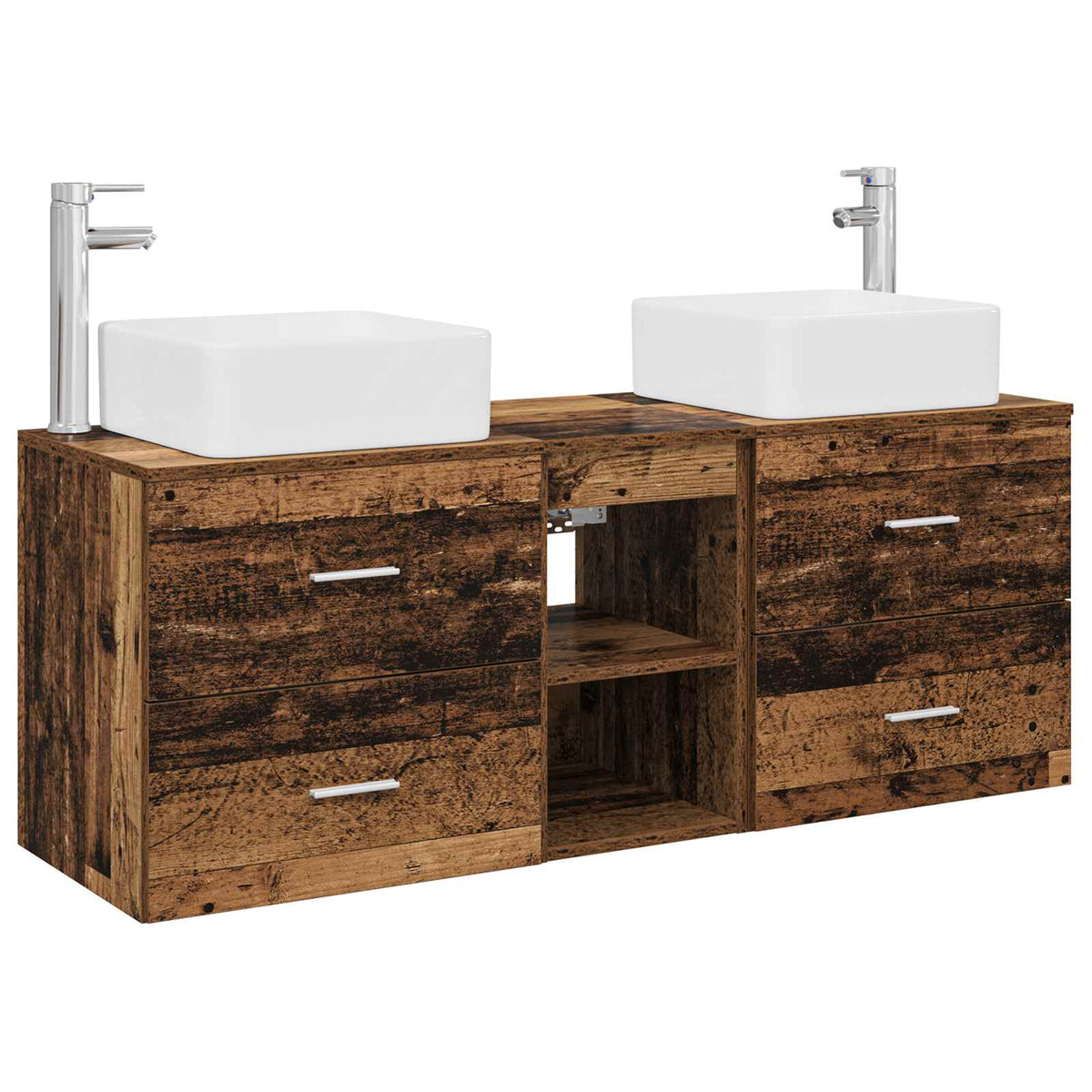 vidaXL Bathroom Cabinet Set 3 pcs Old Wood 129 x 41 x 80 cm 2