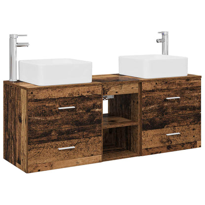 vidaXL Bathroom Cabinet Set 3 pcs Old Wood 129 x 41 x 80 cm 2
