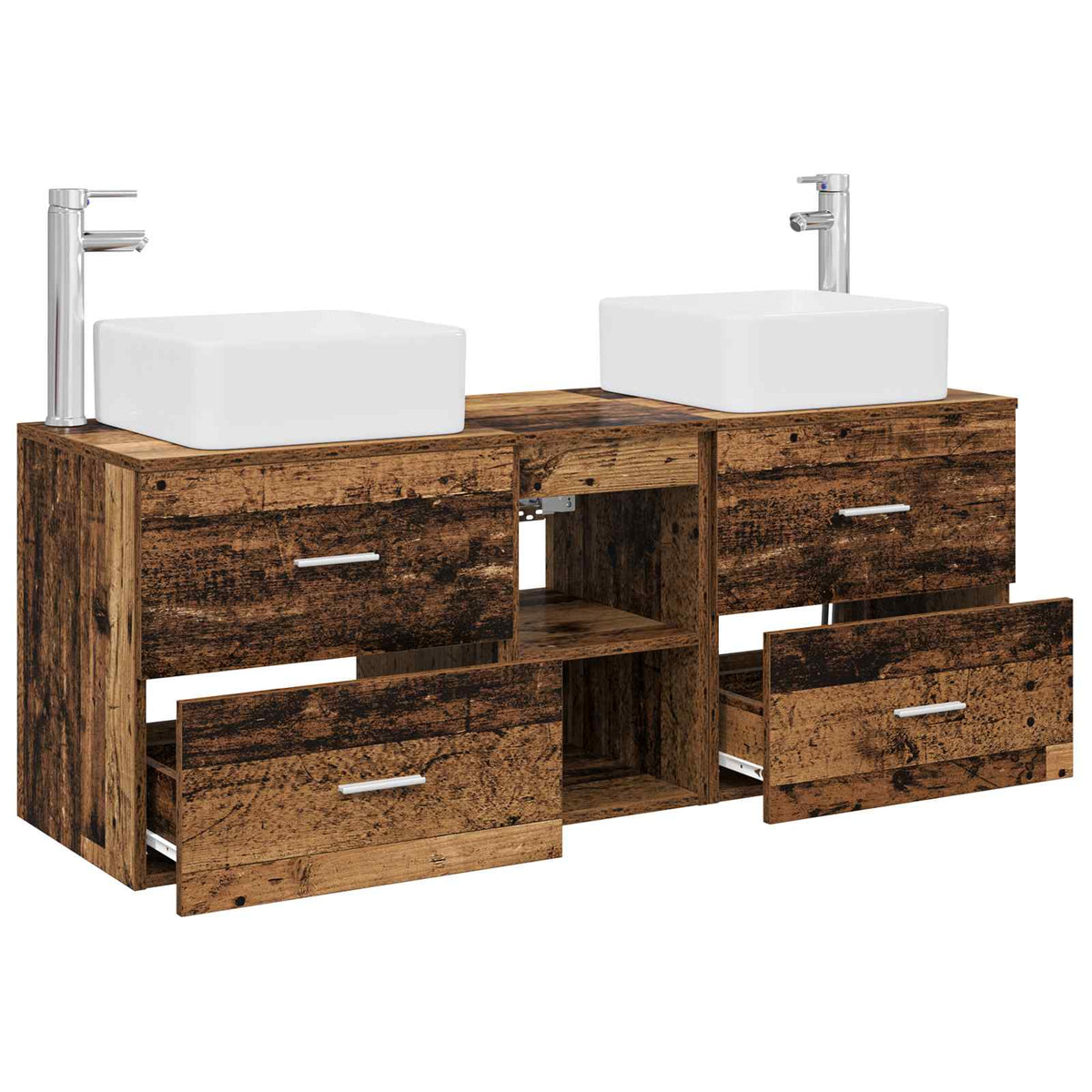 vidaXL Bathroom Cabinet Set 3 pcs Old Wood 129 x 41 x 80 cm 4